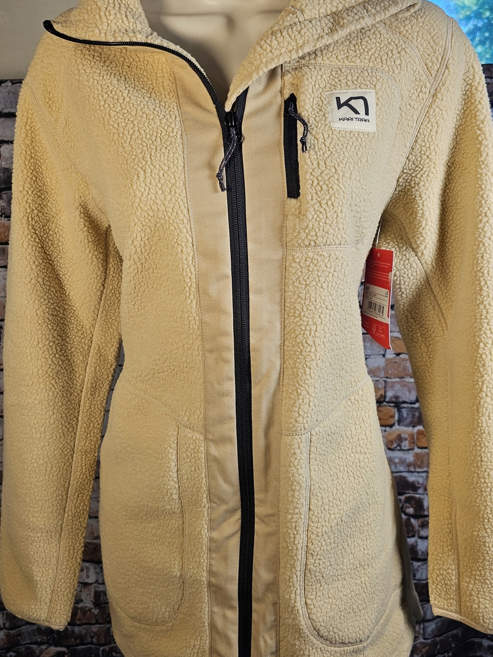 Kari Traa Sanne Pile Jacket Sherpa Fleece Oatmeal Cream Full Zip W Sz Small NWT